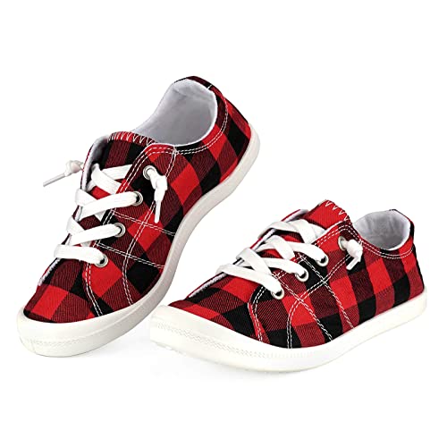 Image of Hxlber Women's Low Top Sneaker - Round Toe Comfort Casual Canvas Shoes Fashion Sneakers for Walking for Women