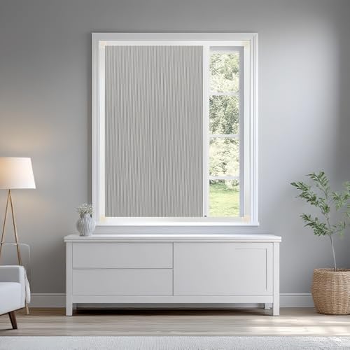 Cordless Blackout Cellular Shades for Skylight, Custom Cut Size No-Drill Honeycomb Blinds, Perfect for Attic, Bedroom, Living Room, Sunroom, Sloped Ceiling and Roof Inclined Windows, Grey