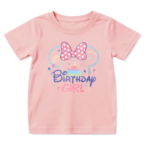 Birthday Girl Shirt Outfit Cute Magic Kingdom T-Shirt Short Sleeve Graphic Tees for 3-12 Year Old Toddler Girls Kids Summer Tops