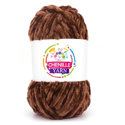 Image of 100g Velvet Chenille Yarn for Crocheting,Coffee Fluffy Velvet Plush Thick Soft Chunky Chenille Baby Blanket Yarn for Crocheting Knitting Beginners（Coffee）