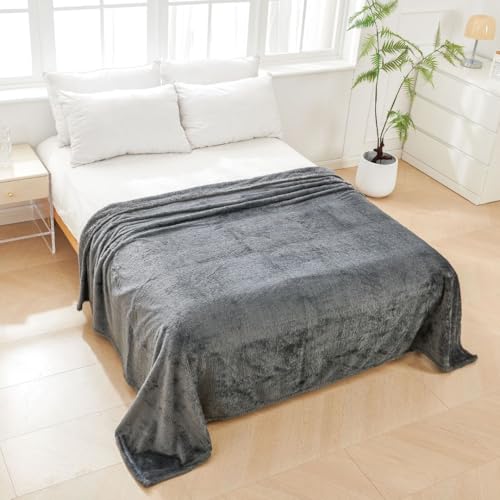 Mi Dekor- Manta para Sofa y Cama - Polar, Hipolargénica, Familiar, Ligera y Calida, Multiusos, Microfibra, Suave, Transpirable, Manta para Invierno, Apta para Lavadora, (Gris, 130x160 cm)