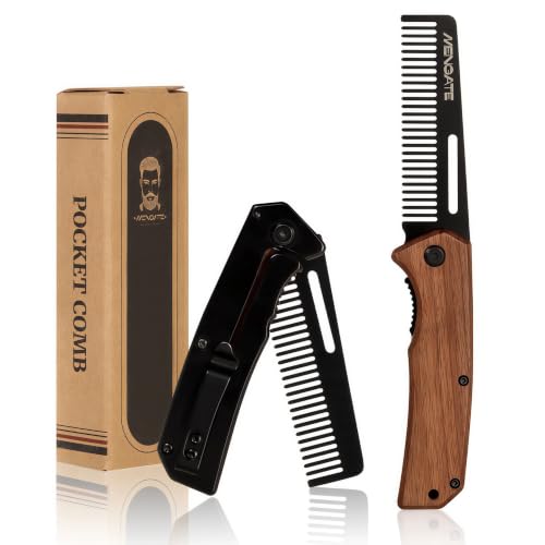 Peigne de poche pliable outil de toilettage métallique pour barbe rebelle