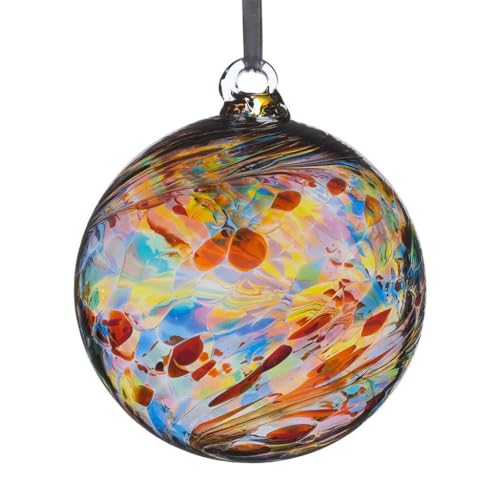 Sienna Glass 8cm Multi-Coloured Friendship Ball Handcrafted Glass Ornament Gift Boxed Hanging Decoration Unique Handmade Keepsake for Birthdays Home Garden