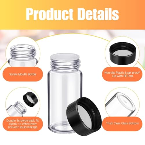 Image of Bello 40pcs-20ml Clear Glass Vials Culture Tube with Screw Caps and PE Stopper, Leak-Proof Glass Bottles Containers for Cosmetics Perfume Making Lab Laboratory - High Borosilicate Glass