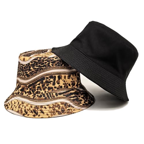 Image of Bucket Hat for Women Men,Travel Sun Beach Cap,Unisex Fishing Outdoor Boonie (Leopard Striped)