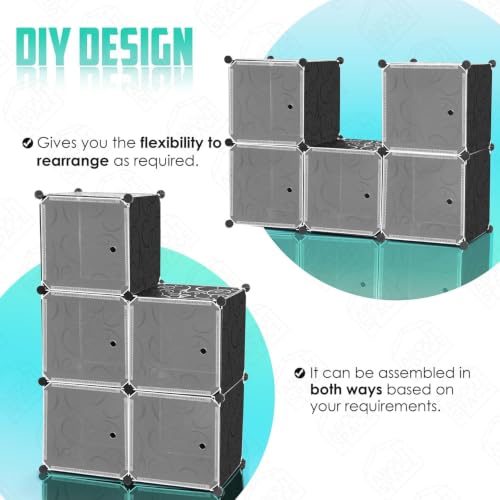 Image of Foldable Plastic Wardrobe for Clothes - Baby Cupboard for Clothes Storage, Wardrobe for Kids, Plastic Almirah, Collapsible Wardrobe for Kids Livingroom & Home (HM1 Black)