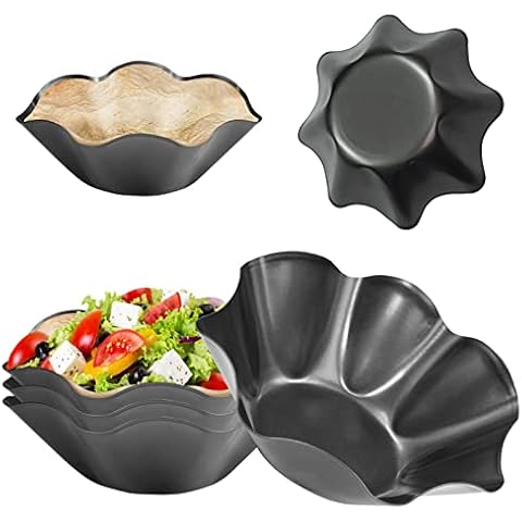DSVENROLY 6Pcs Large-Nonstick Tortilla Shell Maker, 8.4-inch Taco Salad Bowl Pans Makers Set with Silicone Gloves & Basting Brush, Carbon Steel Fluted Tortilla Shell Pan Baking Molds for Kitchen Cover