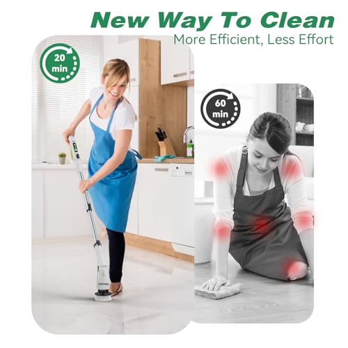 Image of Electric Spin Scrubber,Cordless Cleaning Brush,Full-Body Waterproof,Shower Cleaning Brush with 8 Replaceable Brush Heads, Power Scrubber 3 Adjustable Speeds,Adjustable & Detachable Long Handle