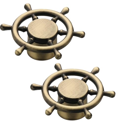 Image of Ship Wheel Design Knob for Drawer /Door Knob /Drawer Knobs /Decorative Knobs and Pulls /Zinc Alloy (Antique Finish) Pack of 2-| 3 Years Warranty |