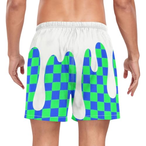 Bañador de secado rápido transpirable azul con diseño de cuadros 2