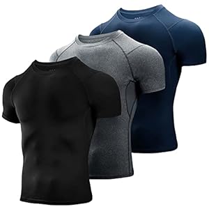 Niksa 1 Pack or 3 Packs Compression Tops for Men Short Sleeve Mens Running Top Mesh Design Quick Dry Base Layer Top for Gym Sports Fitness Workout Cycling,Training