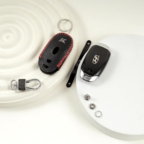 Image of Leather Smart Car Key Cover Case for Cars Smart Key for Verna 2020(Black)