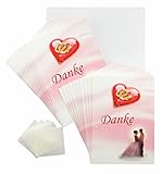 Hochzeit Dankeskarten 20 Stück rosa rot weiß im Set. Erst Hochzeit feiern und dann Danke sagen. 20 Dankekarten, 20 weiße Umschläge, 20 Fotoecken mit Foto selber gestalten (20 St. Dankeskarten)