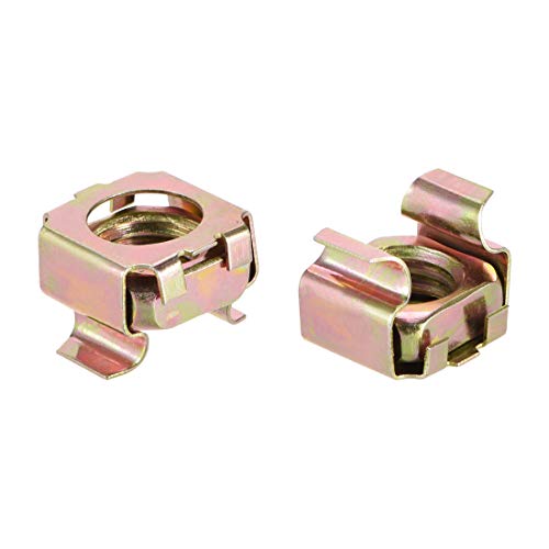 uxcell M10 Cage Nuts for Server Rack Cabinet, Carbon Steel Yellow Zinc Plated, Pack of 10