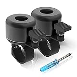 Fahrradklingel 2 Stück Aluminiumlegierung Lauten Fahrradglocke Mini Fahrrad Ring Radfahren mit Schraubenzieher für 22,2-23,8 mm Lenker (Schwarz)