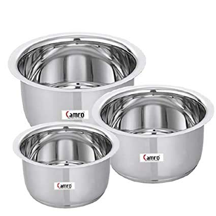 CAMRO TOPE ENCAPSULATED Bottom Induction Base Set of 3 (2.7 L, 3.4 L, & 4 L), Silver