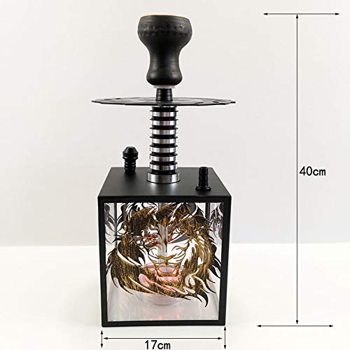 HCDMRE Arab Luxury Extreme Serie 035: 15,7"Schlauch Shisha Combo Kit Set, Shisha Pipe Acryl Basismetall Material Rauchen Wasserpfeife Bong mit LED-Licht – Bild 7