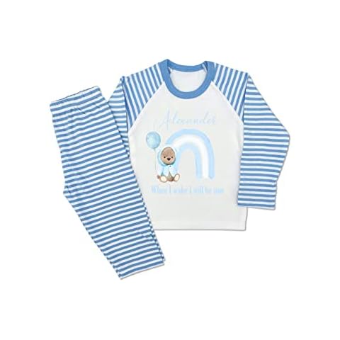 allaboutthebump Personalised Boy's Blue Rainbow Bear Birthday Pyjamas When I Wake Up I Will Be... (as8, age, 1_year, 2_years, 1-2 Years) Cover