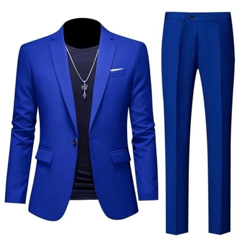 Men's Solid Business Official Office 2Pcs Set Groom Wedding Trousers Suit3