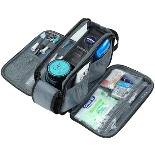 ZEEMO Travel Toiletry Bag for Men, Medium Water-Resistant Double-Sided Full-Open Dopp Kit, Versatile Organizer for Shower and Hygiene Accessories, Bathroom Essentials, Cosmetics, Black - Image 4