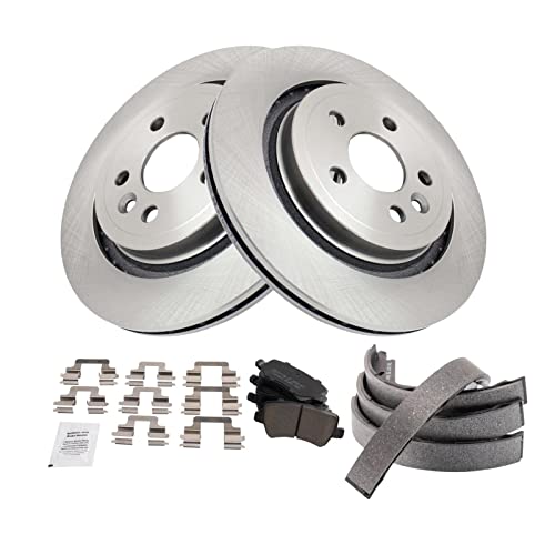 Image of TRQ Rear Brake Pad and Rotor Set Ceramic Vented Rotors Compatible with 2007-2008 Volvo S80
