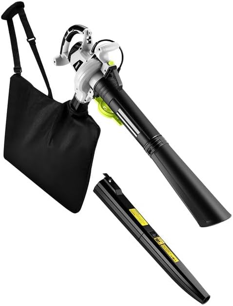 DEKOPRO Electric Leaf Blower Vacuum: 3 in 1 Electric Leaf Blower Corded Powerful Lawn Care Tools, Leaf Vacuum and Mulcher, 40L Leaf Collector Bag with Shoulder Strap for Yard, Garden, Patio, Sidewalk