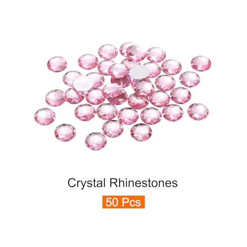 Image of MECCANIXITY Flat Back Round Acrylic Rhinestones,12mm Light Pink Flatback Crystal Rhinestones for Crafts Clothes Shoes DIY Decoration Gifts 50Pcs