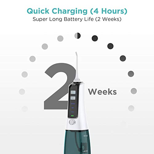 Water Flosser, ABOX FC2561 Cordless 300ML Dental Oral Irrigator with 7 Jet Tips for Home and Travel - Thumbnail 4