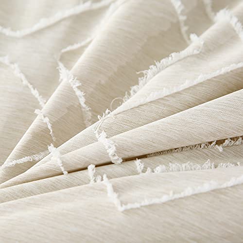 Perfemet 3-Pieces Cream Tufted Shabby Chic Boho Geometric Style Comforter Set Queen Size Embroidery Jacquard Ultra Soft And Breathable Quilt/Coverlet/Bedspread Set (Cream, Queen) #TOP6