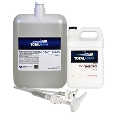 TotalBoat 5:1 Marine Epoxy Resin Kit for Bonding, Filleting, Coating, and Laminating - Use for Fiberglass, Wood, Carbon Fiber, Boat Building, Repairs, Woodworking (4.5 Gallon, Fast Hardener, Pumps)