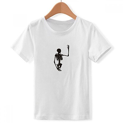 T-Shirt HuBody Squelette Blanc Confortable pour Garçon Evite la Transpiration
