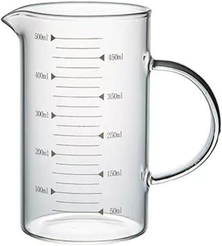 Glass Measuring Cup With Scale Milk Cup High Temperature Resistant Household Kitchen Baking Beaten Egg Cup Measuring Water Cup Cups (Size : 500ML) (One Color 500ML)