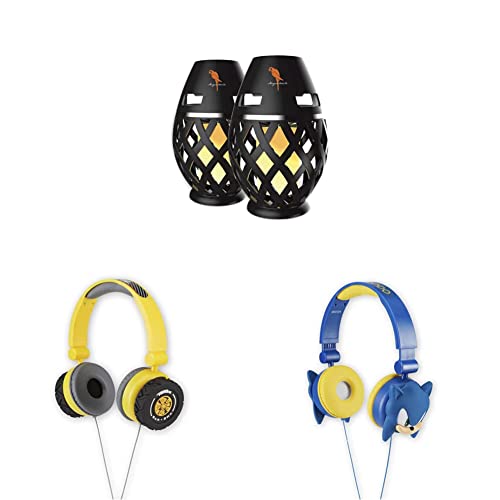 Margaritaville Tiki Torch - Waterproof Bluetooth Speaker, (2 Pack) & Over-Ear Headphones & The Hedgehog Over-Ear Headphones for Kids