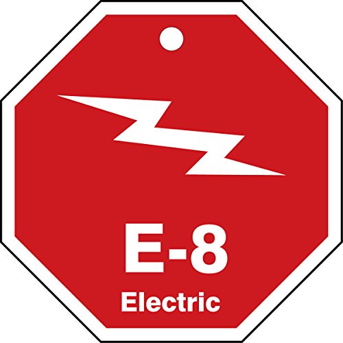 Tag E-8 Electric plaquette de signalisation carrée haut de gamme blanche et rouge