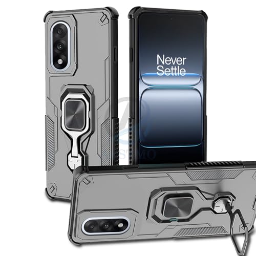 Image of AESTMO Armor Back Cover for OnePlus Nord 5 5G | Ring Holder & Kickstand & Camera Protection in-Built | 360 Degree Protection Back Case Cover (Black)