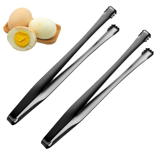2 Stück Chalaza Removal Tool,Zuckerzange Klein,Schwarz Metall Candy Bar Zubehör,Eiswürfelzange Kleine Zangen Candybar,The Egg Tool Zange Mini Eiszange Buffetzange,Egg Chalazza Remover Gebäckzange