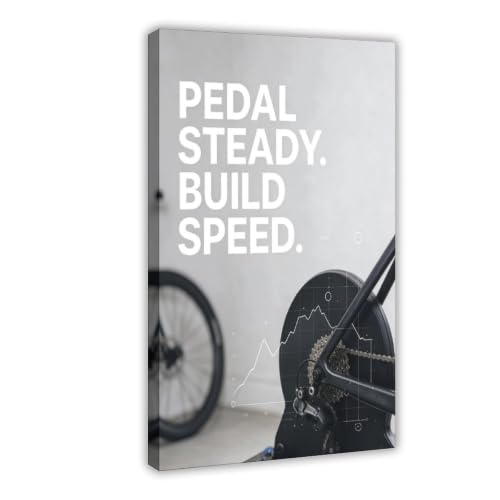 Vintage Pedal Steady Speed Spin Bike Graph Quote Design Canvas Art Poster | for Living Room, Bedroom, Dorm Decor Home Office Decoration Frame-style-25 20"L x 30"W