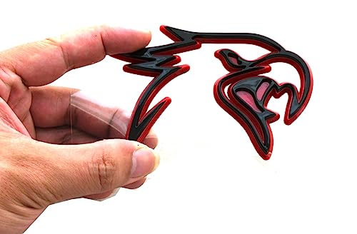 Image of Pair Custom HELLHAWK Emblem Replacement for Trackhawk Fender Door 3D Badge Hellcat Style Head (Black Red)