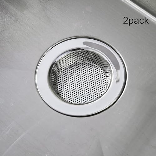 Akls Kitchen Sink Strainer Stainless Steel, Kitchen Sink Drain Strainer, Sink Strainers for Kitchen Sinks with Large Wide Rim 11.5 CM Diameter (2 Pack)