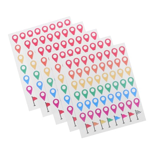 NOLITOY 5 Blatt Selbstklebende Kartenstandort Aufkleber Abziehbar und Wetterfest Bunte Reise und Wanderkarten Markierungen für Geographieunterricht und Abenteuerplanung