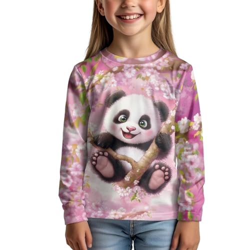 Image of Girls Cartoon Print Long Sleeve Graphic Tee Casual Crew Neck T-Shirts for 3-16 Years Little Girls