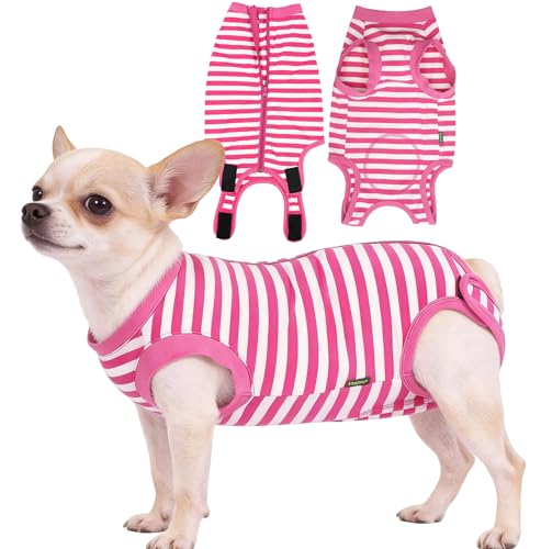 Image of Dog Surgery Recovery Suit Dogs Neuter Spay Female Male Protective Clothes, Pink S