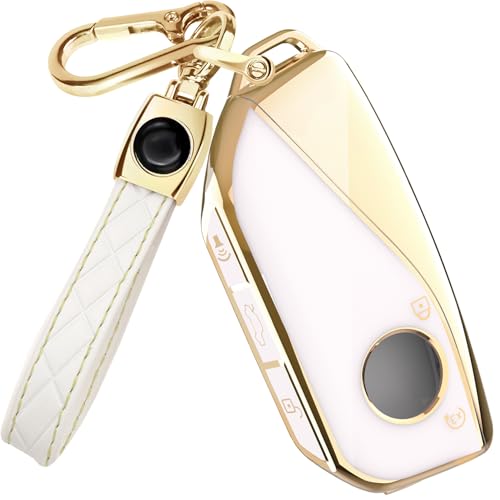 Lucrum Compatible with BMW Key Fob Cover & Leather Keychain