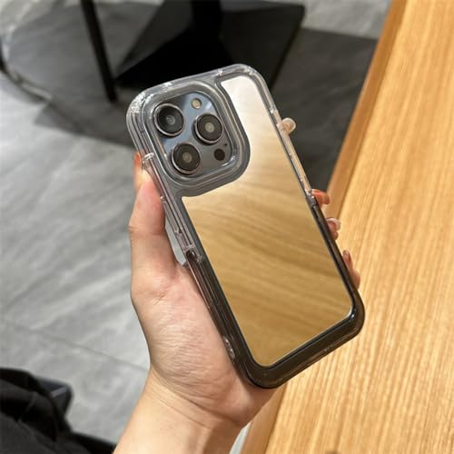 Miroir de maquillage invisible pour iPhone 14 Pro Max coque noire de soirée