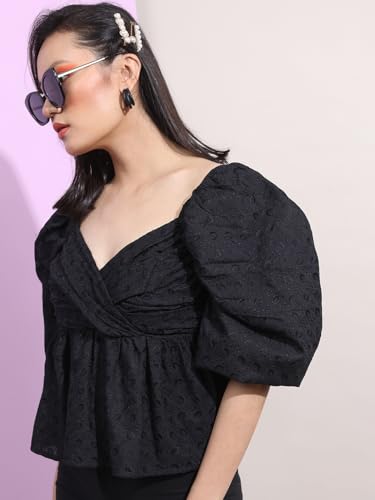 Image of Tokyo Talkies Women Cotton Blend Regular Fit Tops