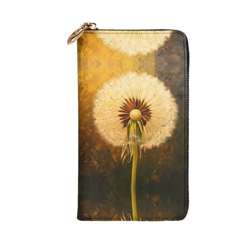 Stylish Dandelions in the sun Printing Leather Wallet - Long Clutch for Women, RDurable Material, 12 Card Slots, Zipper Compartments2
