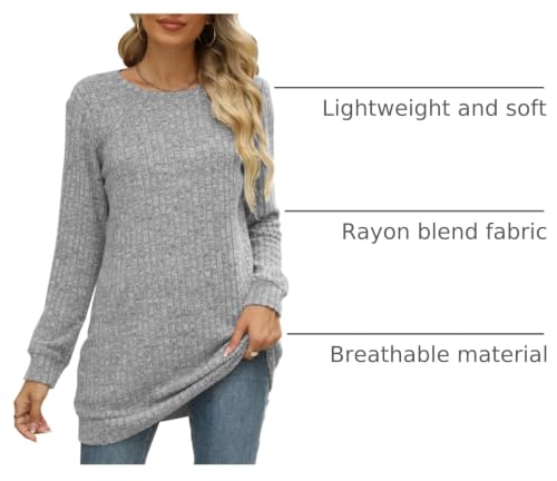 Image of Sweaters for Women Long Sleeve Crewneck Sweatshirt Loose Casual Tunic Tops