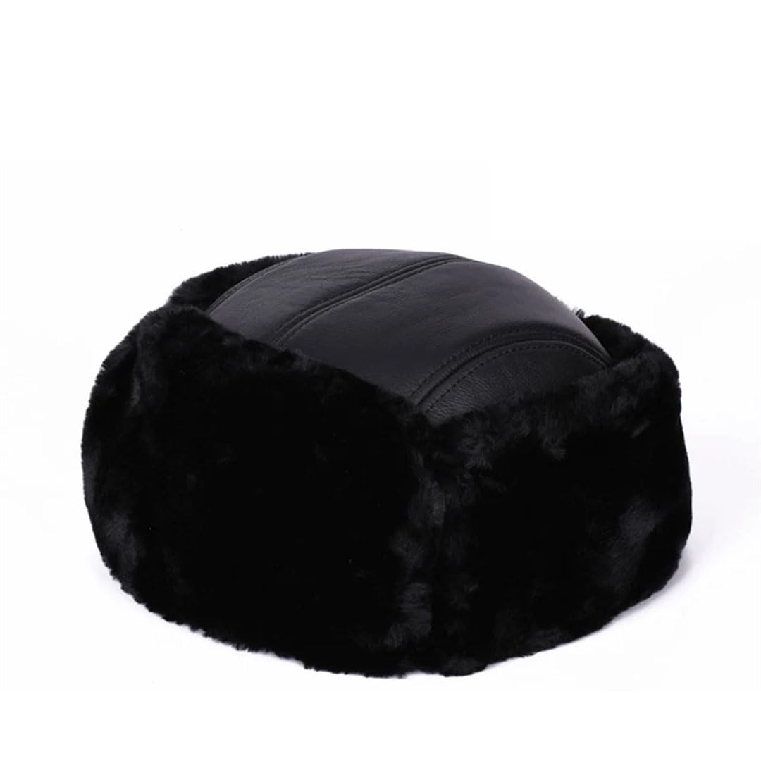 Gorros de invierno para hombre, de piel sintética, forro polar, cálido, sin ala, cabeza de oreja, resistente al frío
