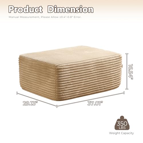 Image of HOOOWOOO Cloud Sectional Couch for Living Room,Modular Sectional Sofa No Assembly,Matching Plush Corduroy Ottoman(Beige)