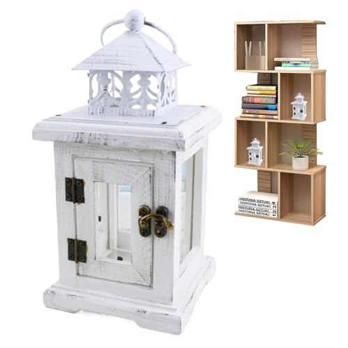 Portavelas de madera, farol decorativo colgante de granja, centros de mesa, candelabro de granja, pequeño farol decorativo colgante para interiores y exteriores